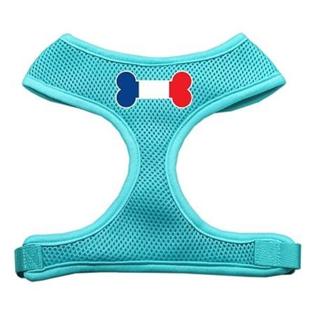 UNCONDITIONAL LOVE Bone Flag France Screen Print Soft Mesh Harness Aqua Extra Large UN921454